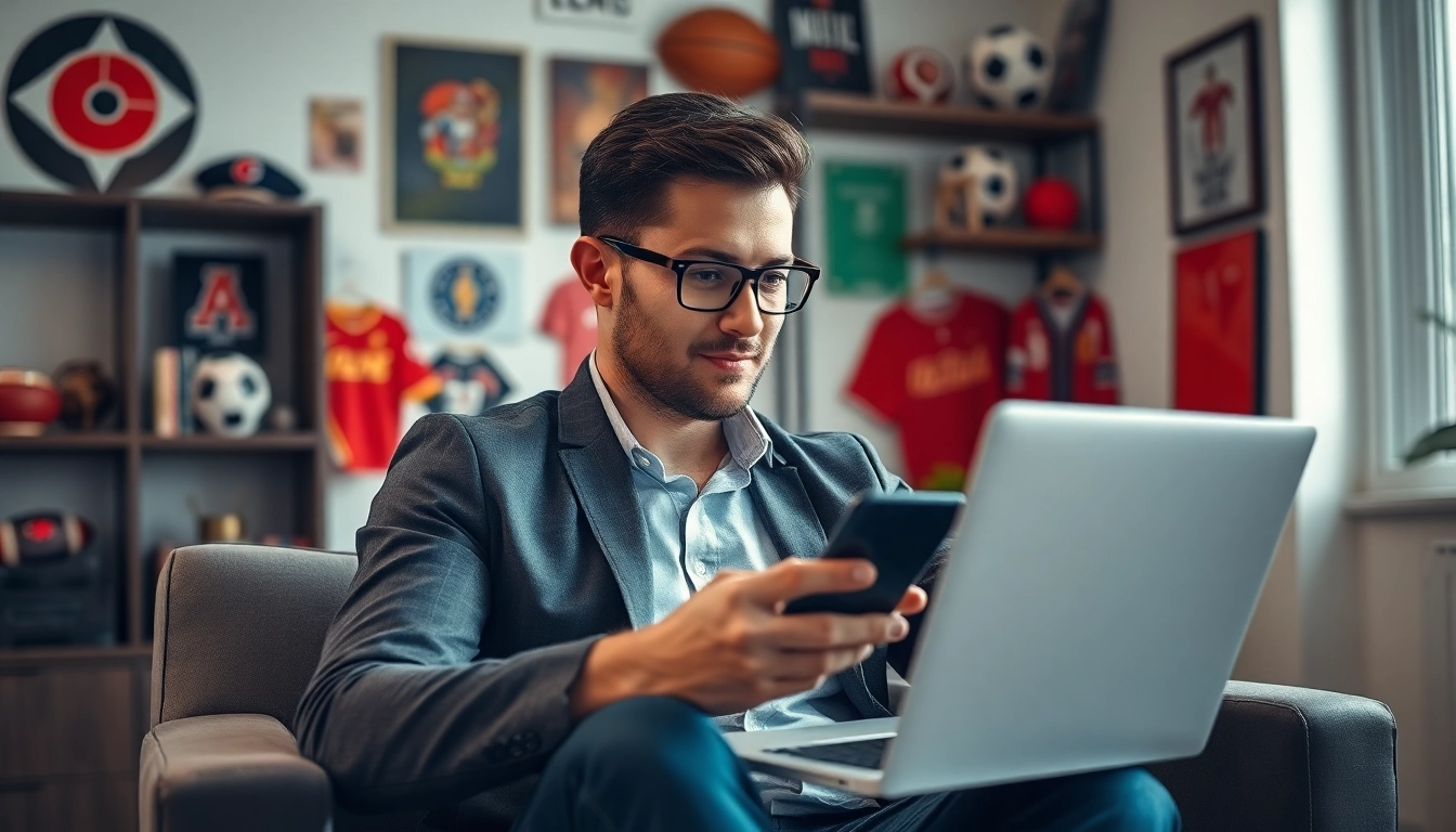 Explore online sportsbooks India through an engaged bettor in a modern home office.