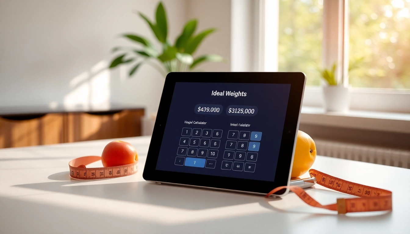 Calculate your ideal weight calculator on a sleek device with a clean setup.