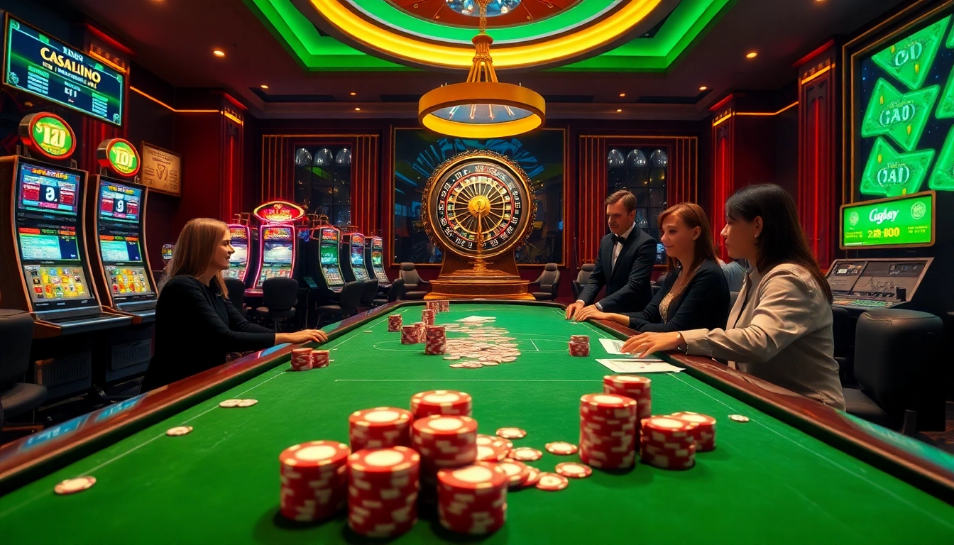 Winning big at c54.gb.net with an exciting casino scene showcasing poker and slot games.