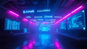 The Hidden Wiki 2025, showcasing a cyberpunk dark web environment with glowing .onion links and digital interfaces.