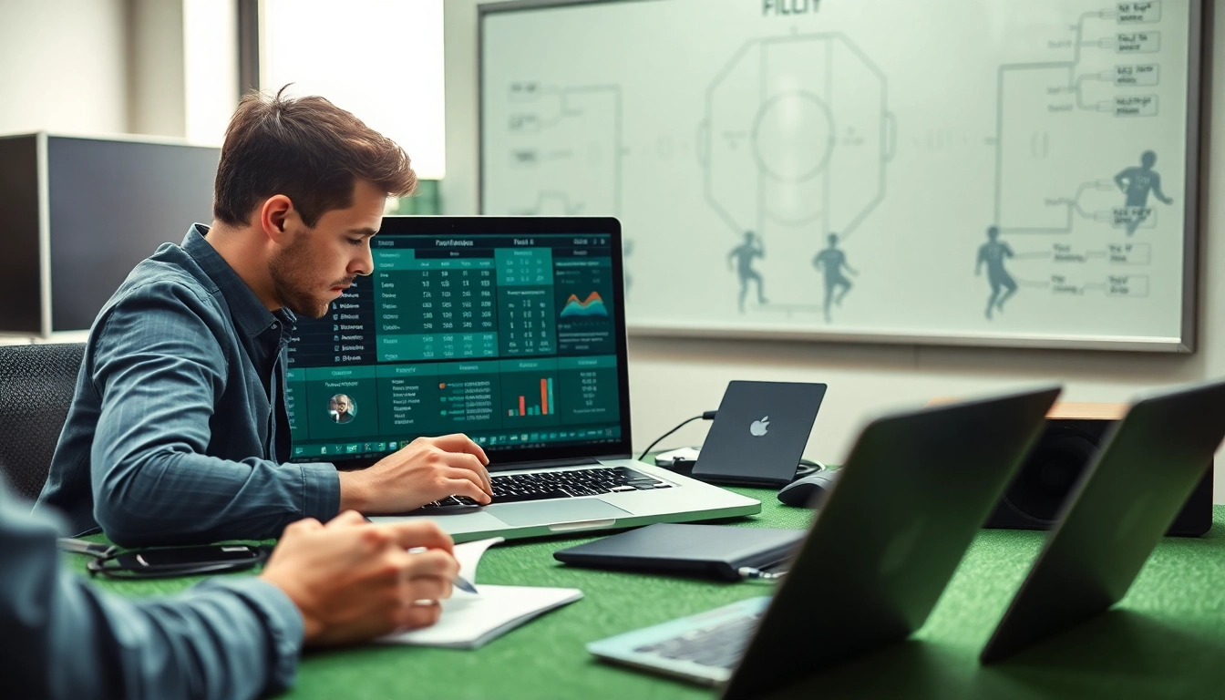 Engaging football analytics space showcasing ทรรศนะบอลวันนี้ with vibrant colors and professional atmosphere.