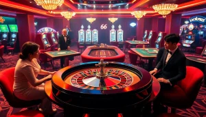 Số Đỏ 66 players enjoy a high-stakes roulette game in a luxurious casino setting.