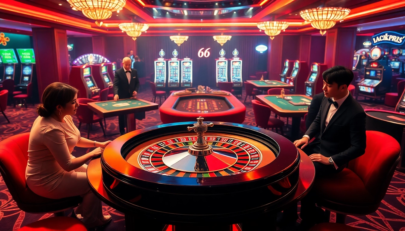 Số Đỏ 66 players enjoy a high-stakes roulette game in a luxurious casino setting.