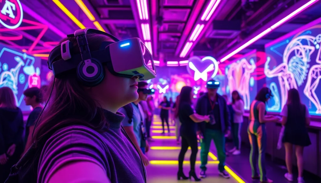 Interactive AI-driven gaming scene featuring sex games ai characters in a vibrant VR environment.