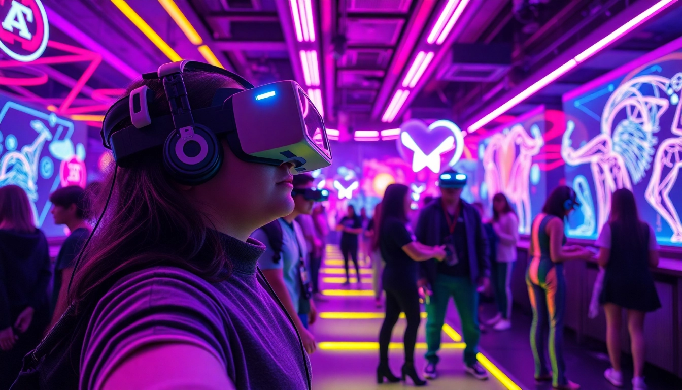 Interactive AI-driven gaming scene featuring sex games ai characters in a vibrant VR environment.