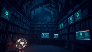 Exploring the hidden wiki 2025: a mysterious underground library representing the dark web's dual nature.