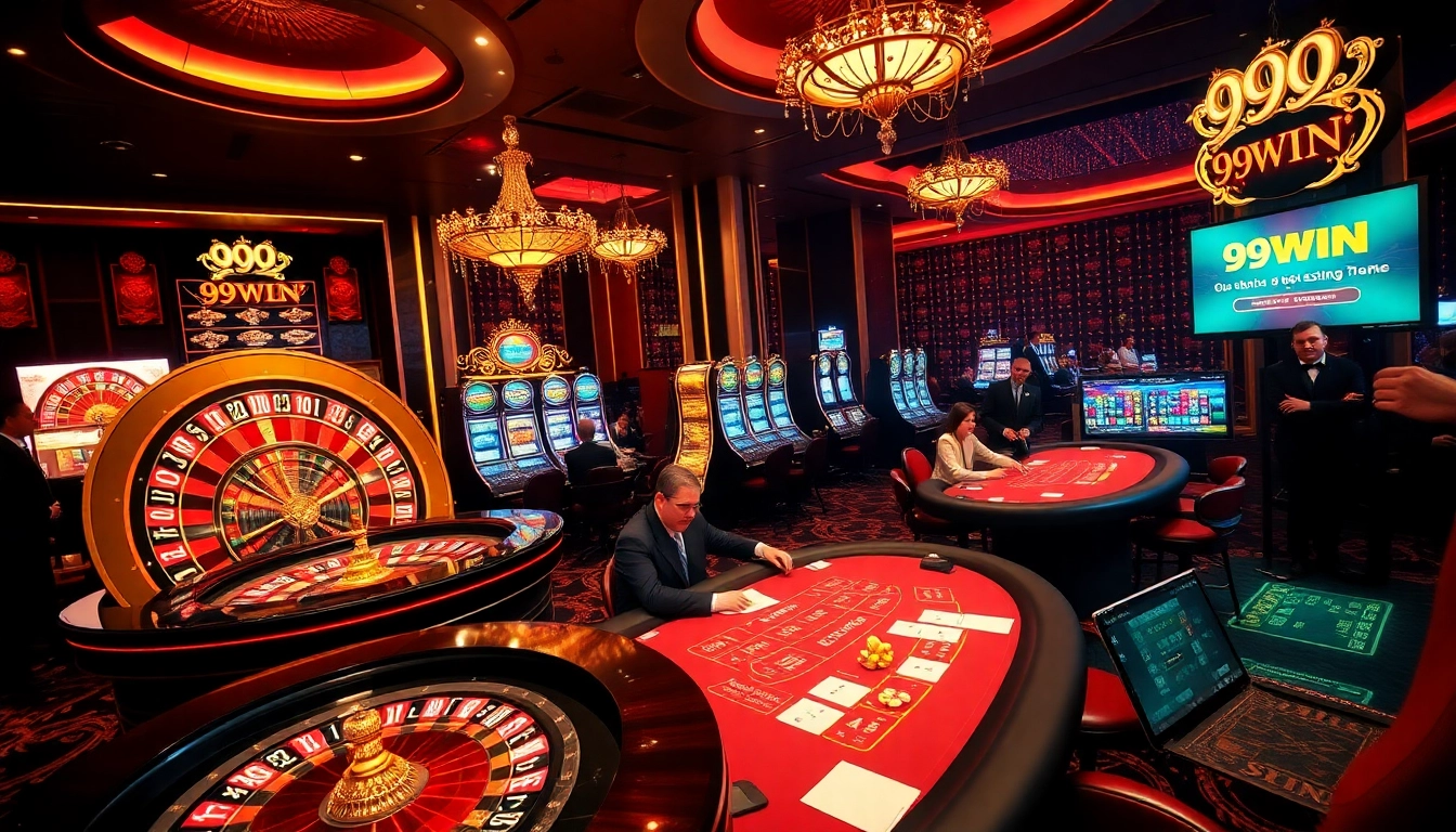 Players engaging in an exciting game at 99WIN casino tables, showcasing the thrilling atmosphere.
