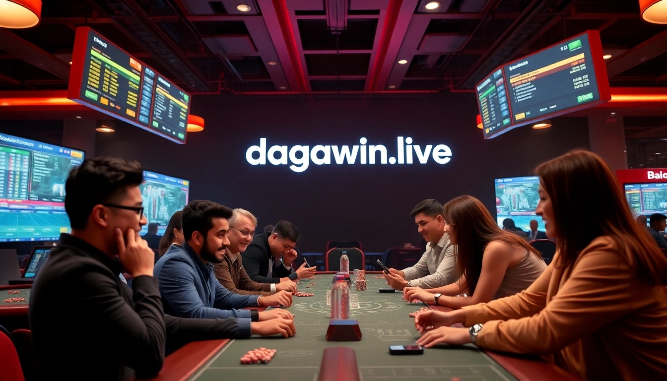 Diverse players enjoying live gambling experiences at dagawin.live casino, highlighting excitement and engagement.