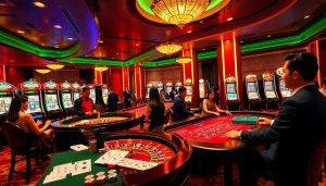 Gambling excitement at https://lode88uk.com/ with lively casino games, chips, and betting slips.
