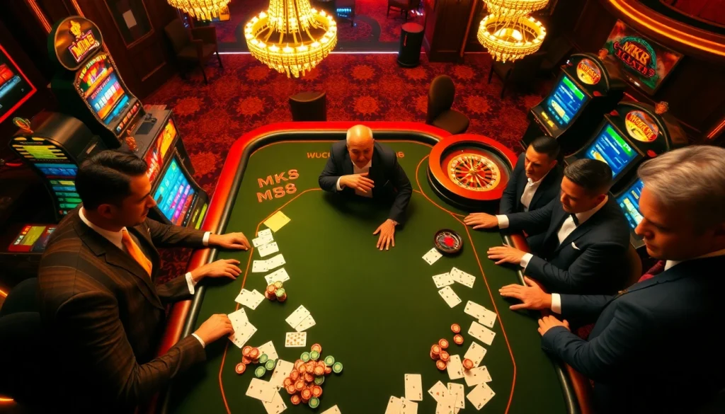 Exciting MK8-themed casino scene showcasing gamblers engaging in a lively poker game.