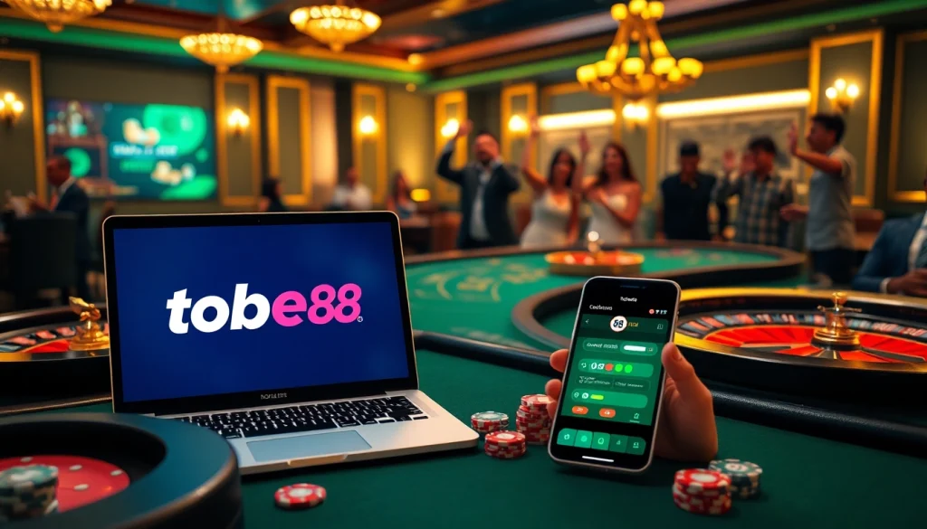 Tobet88 online casino gaming scene featuring vibrant tables and active user engagement.