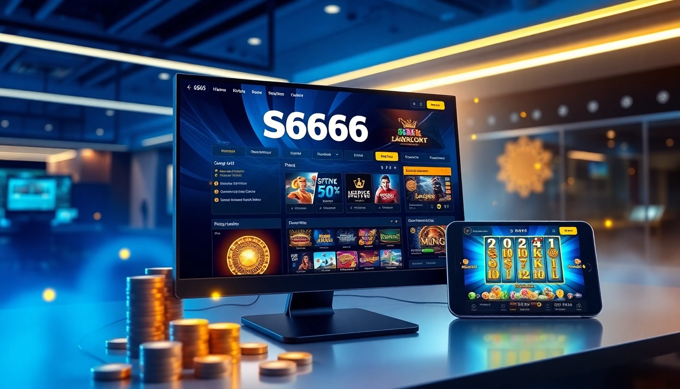 An engaging scene of the S666 online gambling platform showcasing games and betting excitement.
