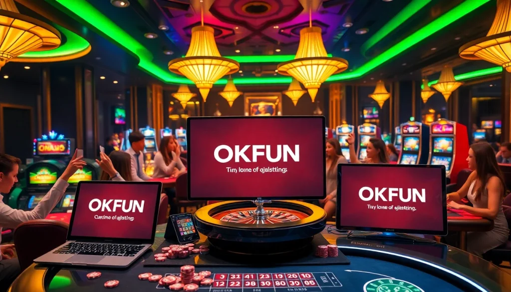 Experience the thrilling world of online gambling with OKFUN's dynamic interface and exciting casino atmosphere.