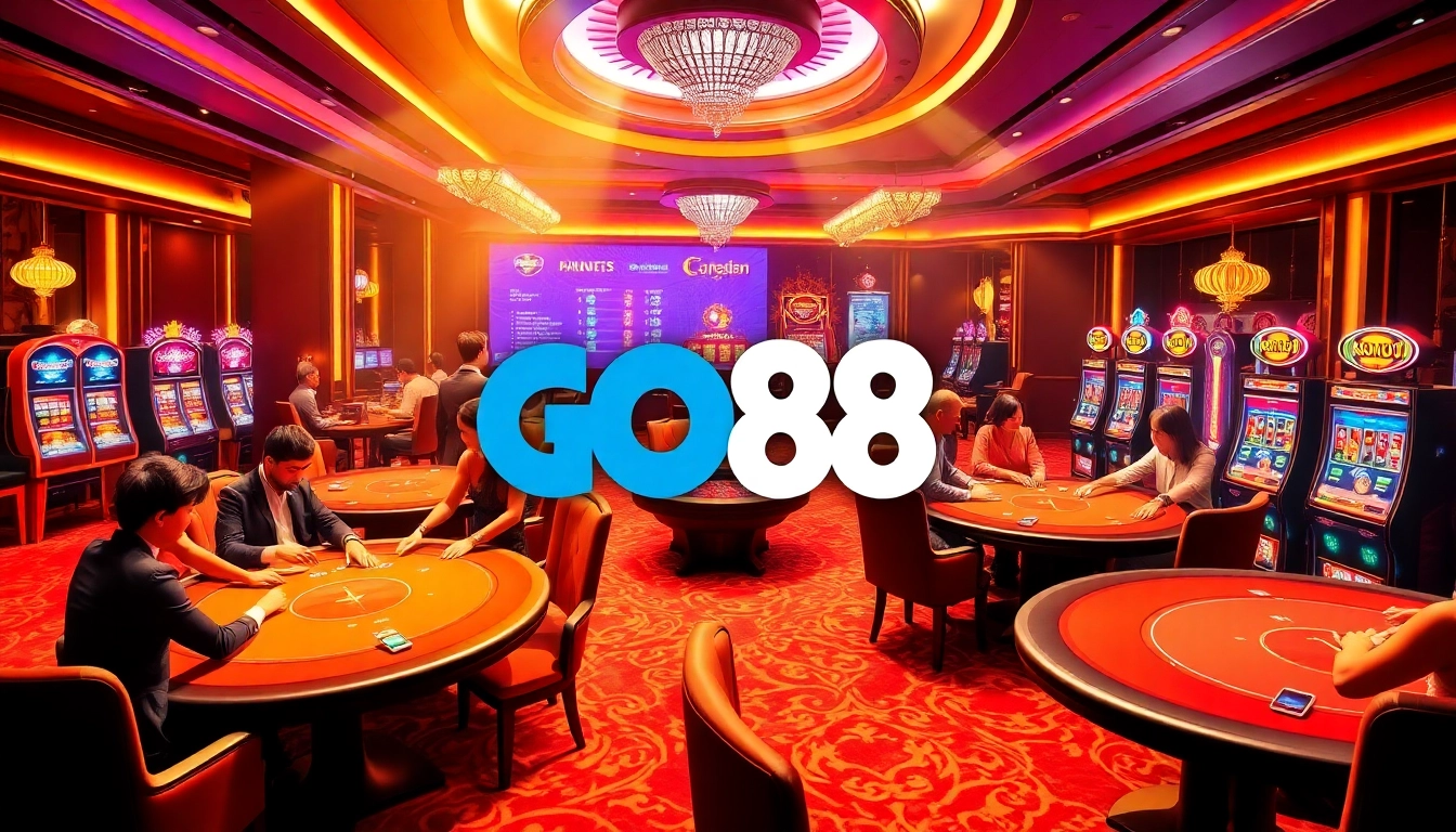 Engaged players at GO88 poker tables in a luxurious casino environment full of excitement.