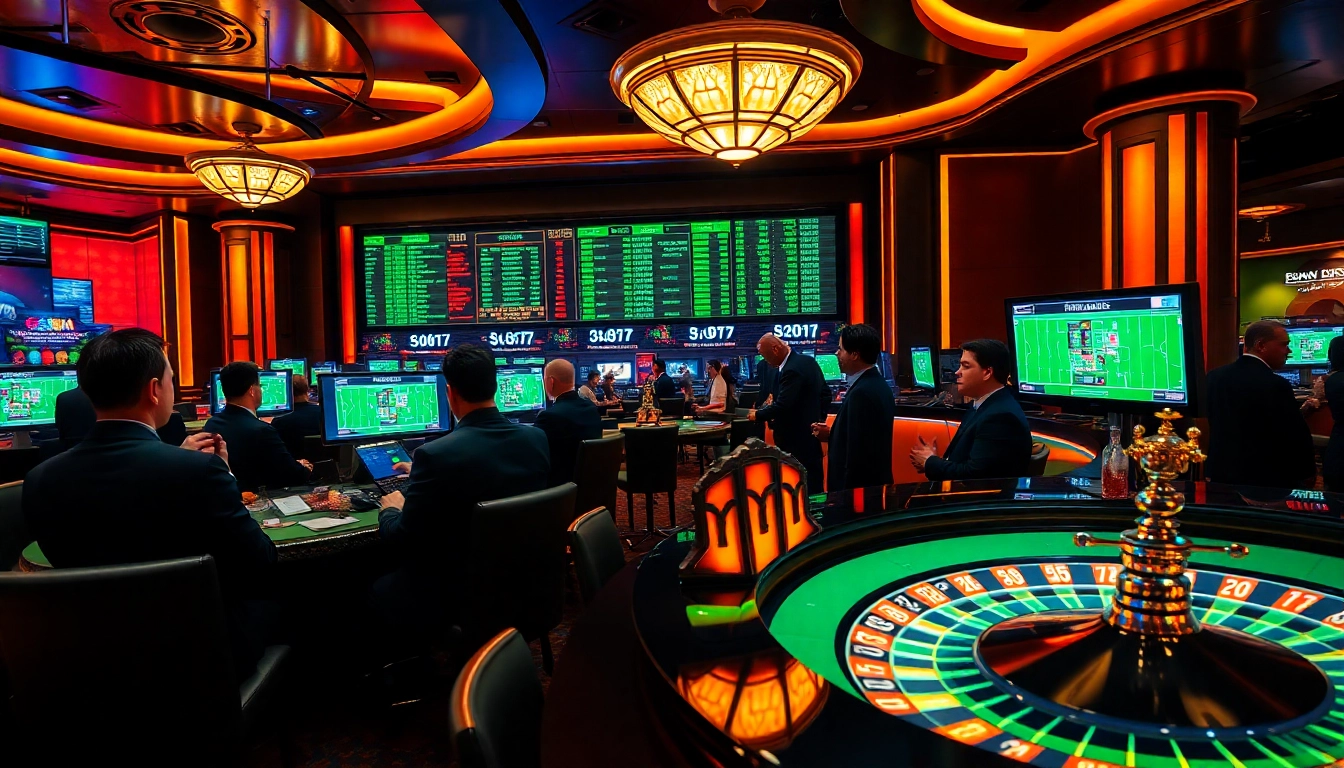 Gambling strategies in action as professional bettors strategize using เทคนิคแทงบอล during a high-stakes sportsbook session.