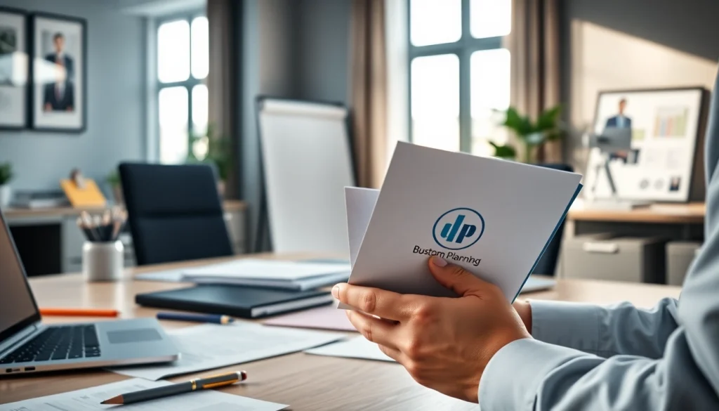 Ženklais pažymėtos užrašinės su logotipais, rodančios profesionalią darbo aplinką.