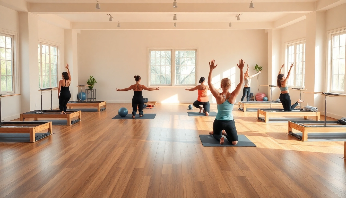 落ち着いたスタジオ環境で、ピラティス おすすめの実践を強調する魅力的なピラティスクラスの光景。