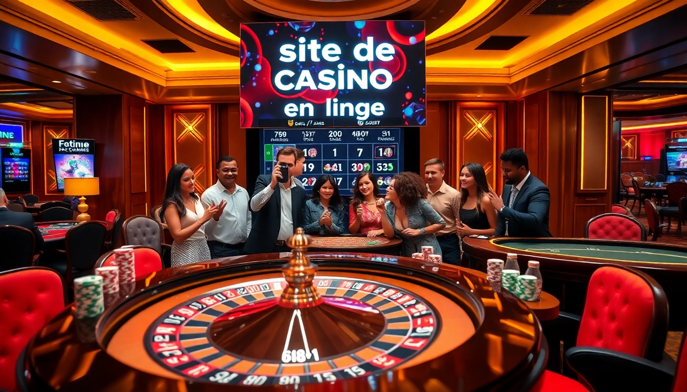 Scène engageante d'un casino luxueux avec des paris dynamiques sur un site de casino en ligne.