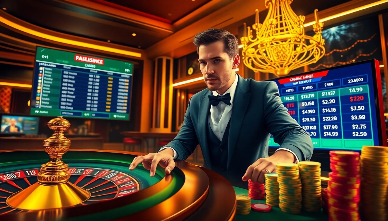 Gambler engaging with the gtatogel interface featuring vibrant casino elements and betting excitement.