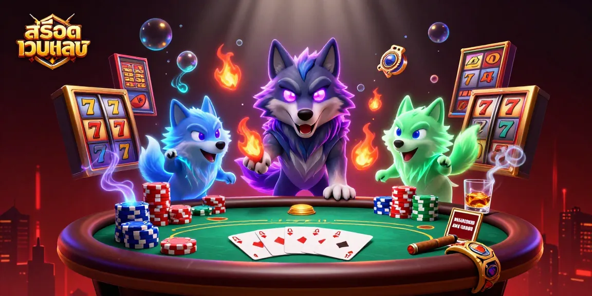 Spin and win with สล็อตเว็บตรง at an exciting casino scene featuring spectral wolf characters and vibrant game elements.