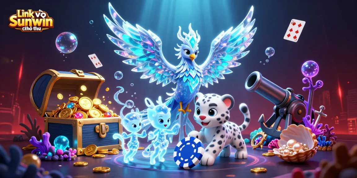 Experience the thrill of gambling with Link vào Sunwin chính thức in this vibrant 3D casino scene.