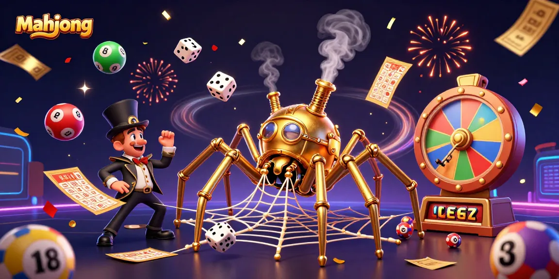 Engage with mahjong fun through a vibrant steampunk casino illustration packed with dynamic gaming elements.