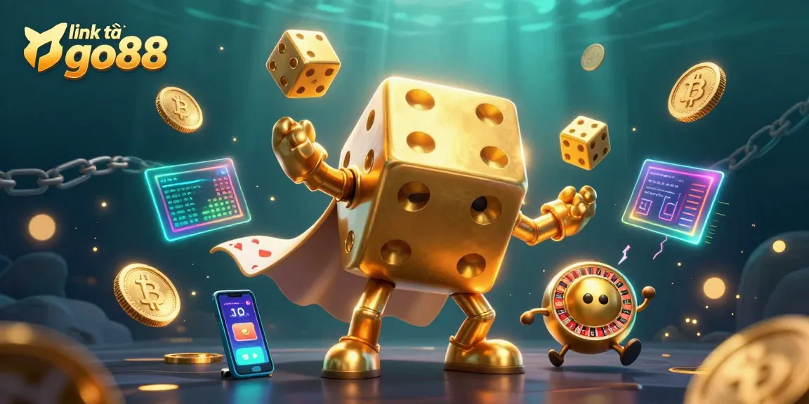 Engage with link tải go88 via the unique online casino illustration showcasing thrilling gaming elements.