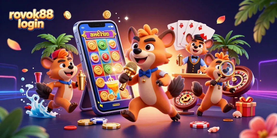 Enjoy the excitement of rokok88 login with vibrant casino characters and dynamic gaming elements.