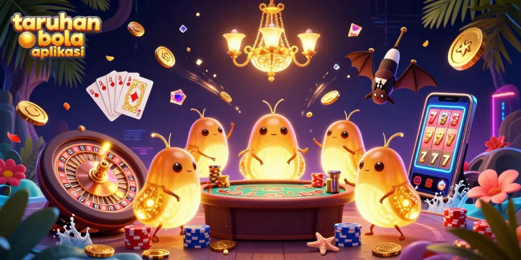 Experience taruhan bola aplikasi with animated glowworms in a vibrant cave casino, enhancing your betting adventure.
