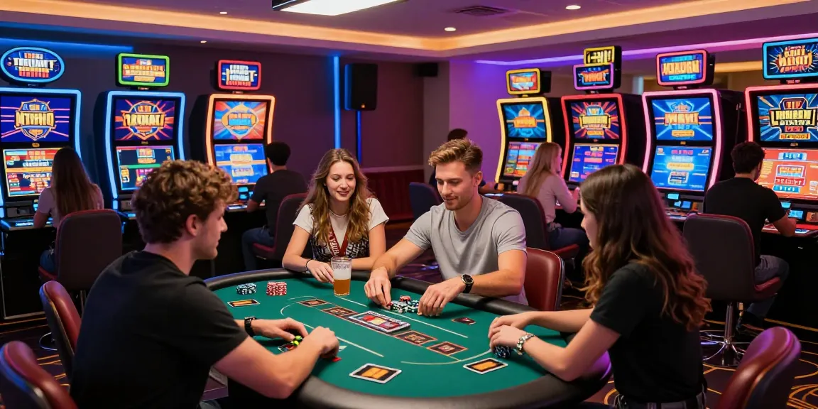 Experience the best credit card casinos with lively gaming atmosphere and vibrant players engaging with diverse games.